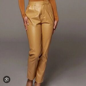 JLUXLABEL Camel Vegan Faux Leather Trousers Pants Women’s Size Small BRAND NEW